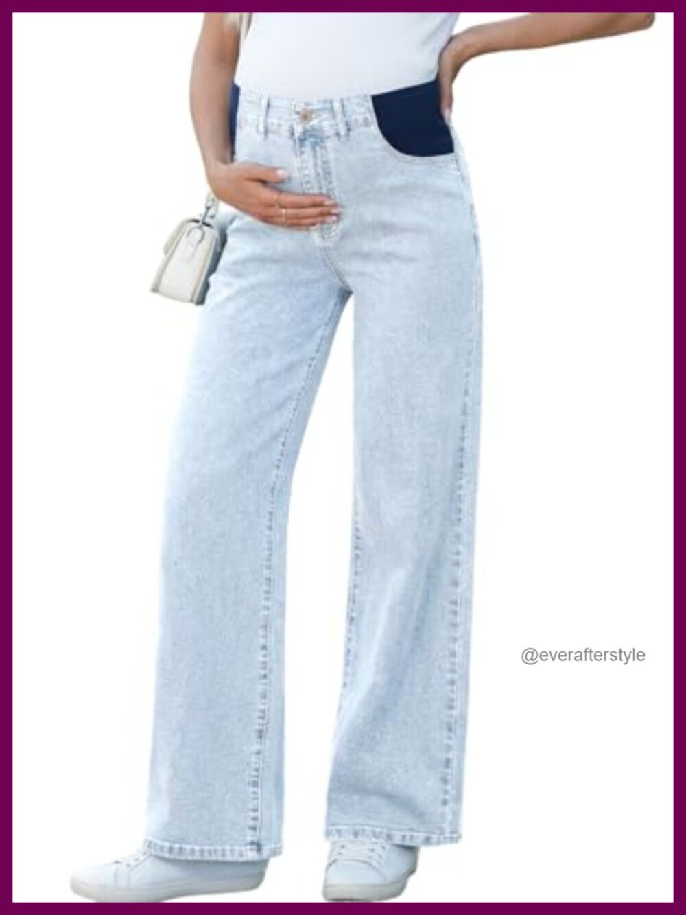 Maternity Wide Leg Jeans High Waist Stretch Denim